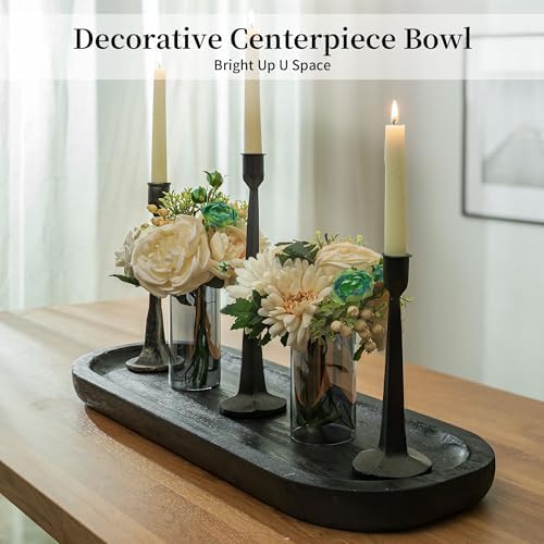 Hanobe Extra Large Wood Decorative Bowl for Table Centerpiece, 25.5" Black - Image 2