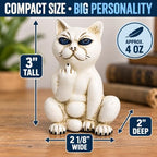 Top Brass Sassy White Cat Figurine – Funny Resin Home Desk Decor - Image 3