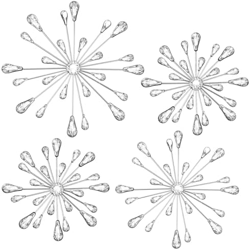 Hicarer 4 Pcs Starburst Wall Decor, Bling Metal Wall Art, Silver - Image 2