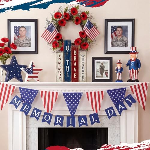 Lineshading 4 Pcs 4th of July Table Decoration Memorial Day Wooden Book - Image 6