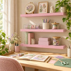 BAYKA Pink Floating Shelves 22.5in, Set of 3, Wall Mounted for Wall Decor - Image 6