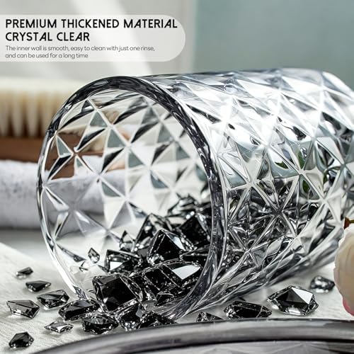 5 Piece Glass Bathroom Accessories Set, Black & Gold Vanity Countertop Set - Image 2