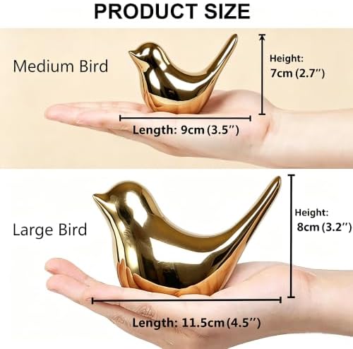 FANTESTICRYAN Small Birds Statues Home Decor, Modern Style, Gold, M&L 2pcs - Image 4