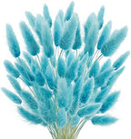 Uieke 120 Pcs Teal Blue Natural Bunny Tails Dried Flowers, 17inch Dried Pampas Grass Decor, Boho Blue Flowers Home Table Decor, Wedding Decorations for Home by Uieke