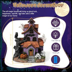 Halloween Decorations, Lighted Halloween Village Houses with LED Lights Haunted House for Home and Party Table Desk Mantel - Image 2