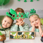 Vintage Happy St. Patrick's Day Decorations for Office, Home, Table, Mantel, Shelf, Desk, 3 1/2 x 11 Inch Retro Lucky Sign, Wooden Saint Patrick Decor Sign, Farmhouse Green Decoration (Lucky) - Image 7