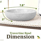 FNTSTICGOODS Travertine Decorative Bowl - 7.8” Diameter & 2” Height - Key Bowl for Entryway Table - Organic Modern Centerpiece - White/Gray - Image 2