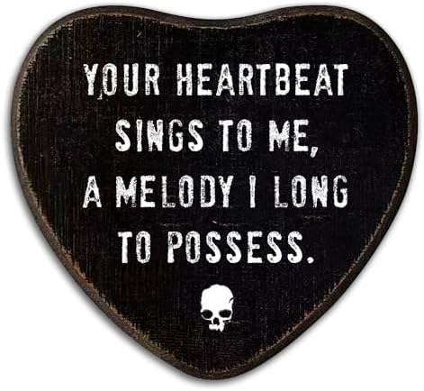 Gothic Wall Decor，Your Heartbeat Sings To Me，Black Heart Wooden Wall Art by AKTFV