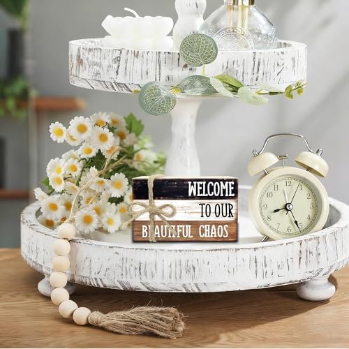 Ycyfckdr Decorative Wood Book Stack for Home, Welcome to Our Beautiful Chaos, Rustic Table and Living Room Bookshelf Farmhouse Decor (L67) - Image 4