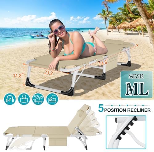 ABORON 3-in-1 Sun Tanning Chair – Oversized Folding Chaise Lounge - Image 6