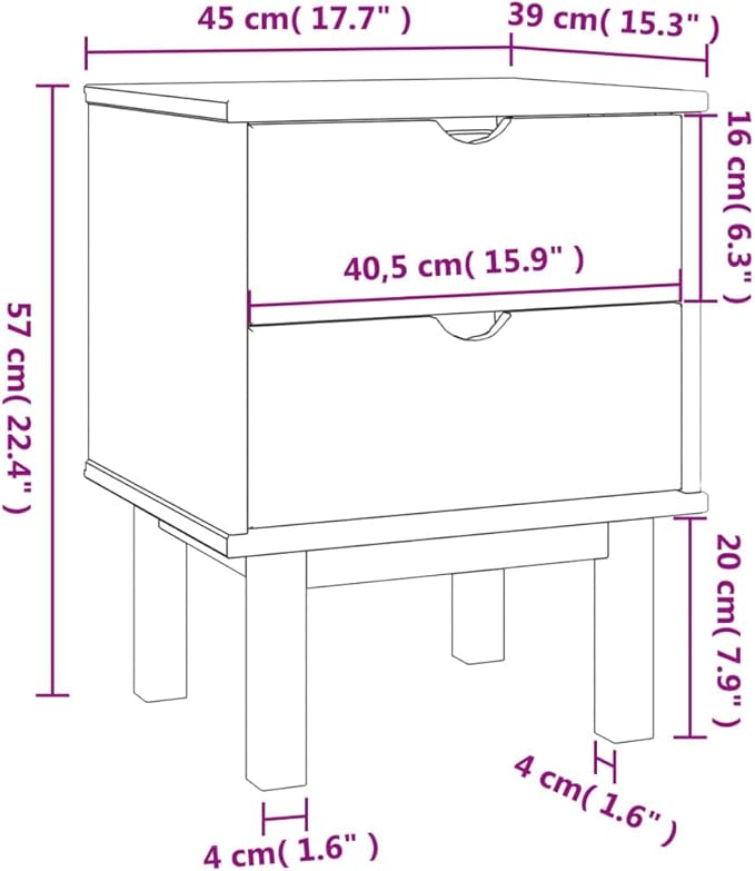 Scandinavian Style Bedside Cabinet, Engineered Wood, 15.4" x 17.7" x 22.4" - Image 6