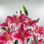 12 Artificial Lily Flowers with 9 Heads Full Bloom Lily & 3 Buds, Long Stem Artificial Stargazer Lilies, Faux Tiger Bouquets for Home Hotel Office Party Decor Table Centerpieces（Dark Pink - Image 2