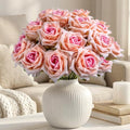 Ttranewsoo 24PCS Pink Artificial Flowers, Realistic Fake Roses with Stems for Bridal Shower, Baby Shower, Wedding Centerpieces, DIY Bouquets & Party Decor, 16.5 Inch by Ttranewsoo