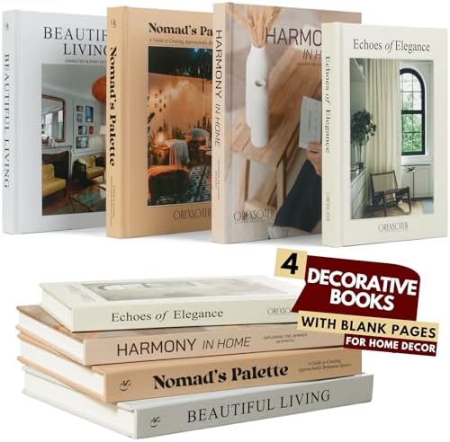 Decorative Books for Home Decor Set of 4 Large Faux Decoration Coffee Table Books Hardcover Aesthetic Book Nook Mantel Accent Modern Bookshelf Styling Entry Table Display Stackable Neutral Tones - Image 2