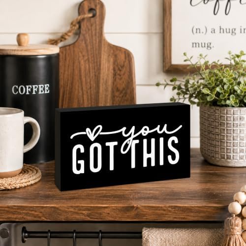 3x5 Encouragement Wooden Block Sign, You Got This, Black Background - Image 3