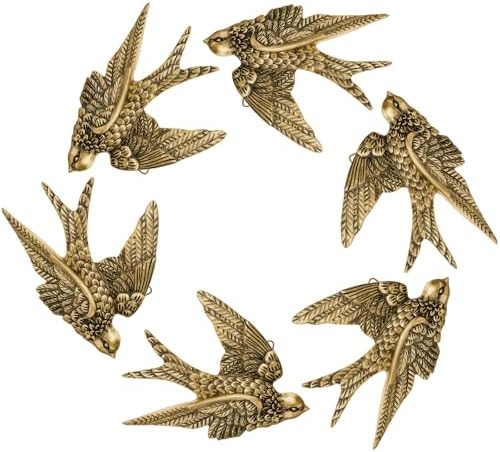 6 Piece Vintage Swallow Wall Decor, 4.7 Inch 3D Resin Bird Art Sculptures by Kathfly