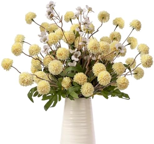 Mixed 10 Pcs Artificial Pompon Mum Set-8 Chrysanthemum & 2 White Daisy, Yellow Silk Faux Flower for Vase Fall Floral Arrangements Wedding Centerpiece DIY Home Indoor Outdoor Decor (No Vase) by ENALGRE