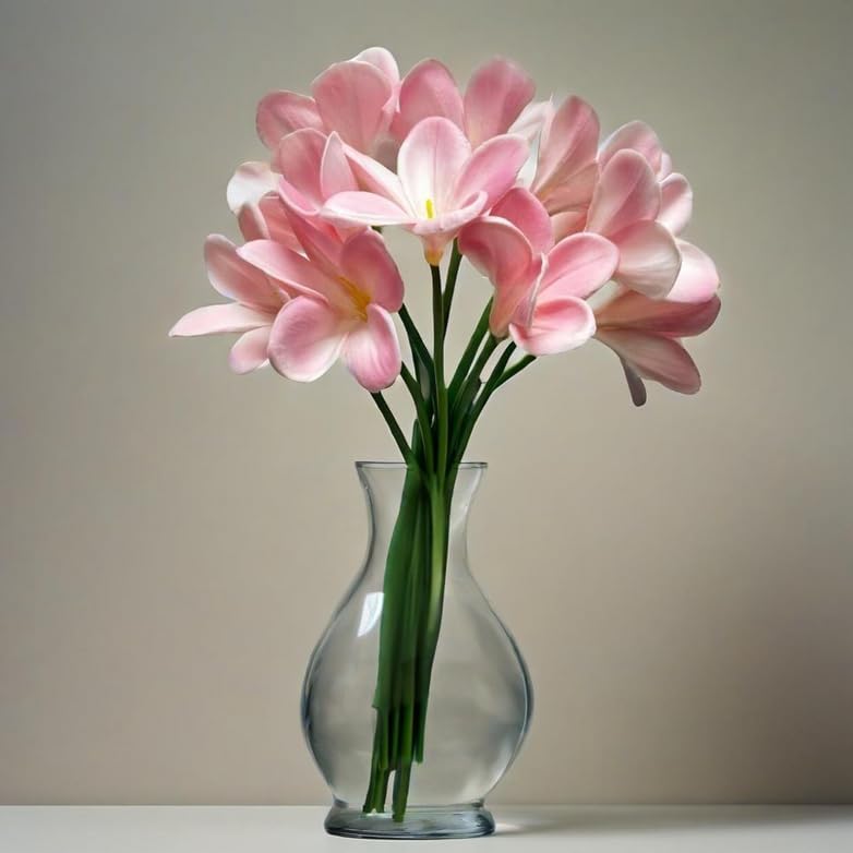 10 pcs Pink&Purple Artificial Plumeria Flowers with Stems,13" Real Touch - Image 3