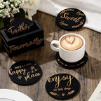 Queekay House Warming Gifts New Home Farmhouse Coasters Set of 6, Gold - Image 6
