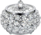 Hipiwe Crystal Jewelry Trinket Box with Glass Lid Silver Mirrored Treasure Box Decorative Jewelry Box Ring Earrings Necklace Storage Keepsake Box Gift for Women by Hipiwe