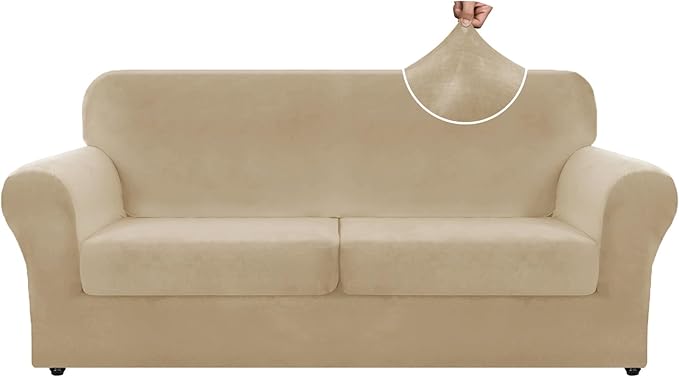 ZNSAYOTX Oversized Velvet 3 Piece Couch Cover by ZNSAYOTX
