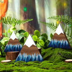 3 Pcs Mountain Shelf Decor Mountain Wooden Wall Decor Forest Art, Blue - Image 3