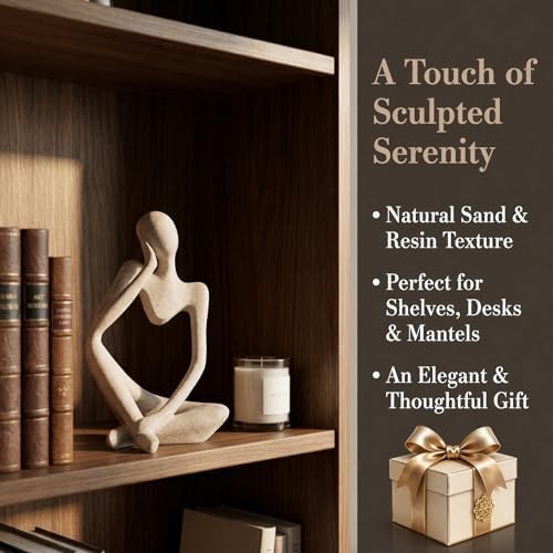 Large Sandstone Thinker Statue Decor, Modern Minimalist Abstract Sculpture, Thinker Sculpture Home Decor for Living Room, Office Desk, Bookshelf Decor, Contemporary Home Decor Accent - Image 7