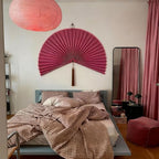 Bamboo Fan Wall Decor, Japanese Wall Fan Decoration, Pink 31 in - Image 6