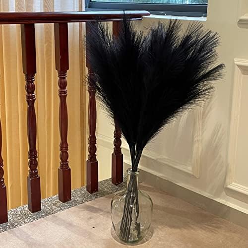 Black Pampas Grass, 9 PCS 37''/3.1FT Tall Fluffy Fake Pompas Floral, Large Artificial Pompous Grass Branches for Floor Vase Fillers, Boho Farmhouse Room Wedding Decor (Black) - Image 3