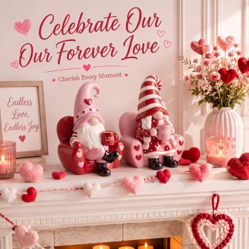 Wesiti 2 Pcs Valentine Gnome Figurines, 4.33 Inch Resin Decor for Tabletop - Image 2