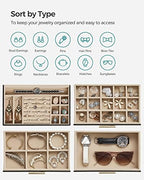 SONGMICS Jewelry Box Organizer, 4-Layer Storage with 3 Drawers, Glass Lid - Image 3