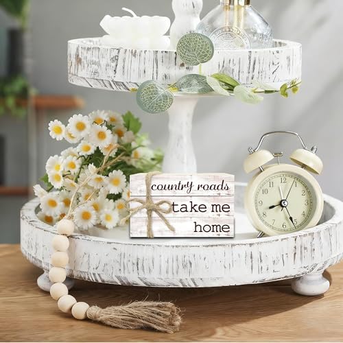 Decorative Books For Home Decor, Rustic Wood Book Stack For Table Decor, Country Roads Take Me Home Decor Books For Living Room Bookshelf, Farmhouse Stacked Books Decor (L21) - Image 3
