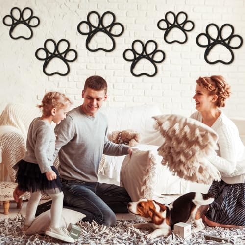 Barydat 6 Pcs Dog Room Decor Black Paw Puppy Woven Wall Hanging 3 Size Pet Wall Decor Nursery Decorations for Home Bathroom Bedroom Kitchen Dorm Art - Image 6