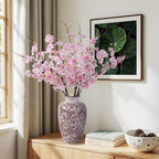 Artificial Cherry Blossom Branches 27.6In Silk Cherry Blossom Branches Long Stem Artificial Flowers for Tall Vase, for Home Decor, Weddings Decor, Parties & Festival Gifts 8PCS ，Pinkish White - Image 4