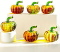6 Pcs Mini Blown Glass Pumpkin Figurines Thanksgiving Fall Halloween Decor by HDHYALINEDORA