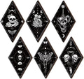 Huwena 6 Pack Gothic Wall Decor for Bedroom Living Room Dark Boho Skull Moon Snake Sun Phase Wooden Hanging Art by Huwena