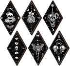 Huwena 6 Pack Gothic Wall Decor for Bedroom Living Room Dark Boho Skull Moon Snake Sun Phase Wooden Hanging Art by Huwena