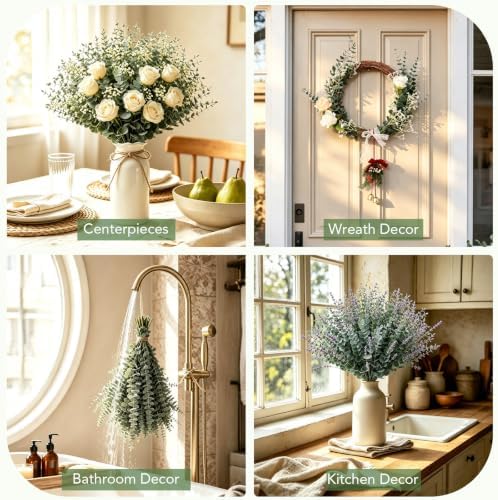 100 Pcs Eucalyptus Stems Artificial Eucalyptus Leaves Stems,Fake Eucalyptus Plants Real Touch Faux Eucalyptus Garland for Office Flowers Bouquet,Table Centerpieces,Wedding,Garden Decoration,Home Decor - Image 5