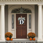 Ultra Large 14'' Last Name All Year Round Front Door Wreath with 26 Initial Letter Welcome Sign All Seasons Eucalyptus Garland and Bow Wreaths for Front Door Porch Farmhouse Decoration (D) - Image 6