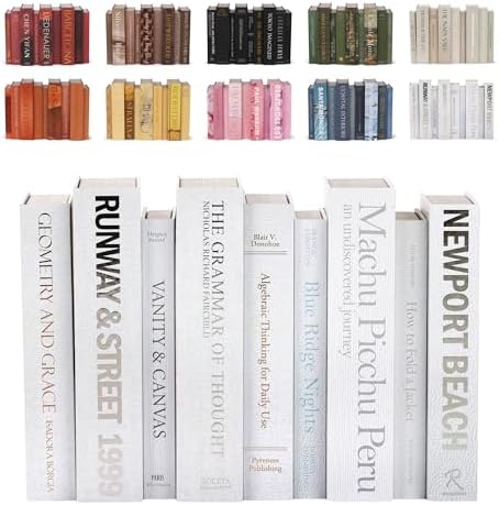 9 Faux Books White- Decorative Box with Hidden Storage, Home Staging Accessories, Coffee Table Decor, Paper Wrapped Bookshelf, White Home Accents, Old Money Aesthetic by Unknown