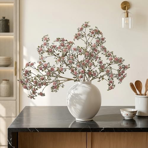 Fake Plants, 5 Pcs 23.62 Inch Berry Stems Fall Artificial Plants Indoor Faux Sedum Berry Picks Branches Faux Spray for Home Wedding Holiday Seasonal Farmhouse Mantel DIY Home Decor - Image 3