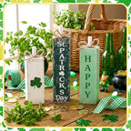 MiniInflat St. Patrick's 3 Pcs Table Decor, Wooden Block Sign Tiered Tray - Image 3