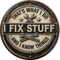 I Fix Stuff Metal Sign 8x8in Round Handyman Plaque for Garage Wall Decor DIY Enthusiast Gift by Unknown