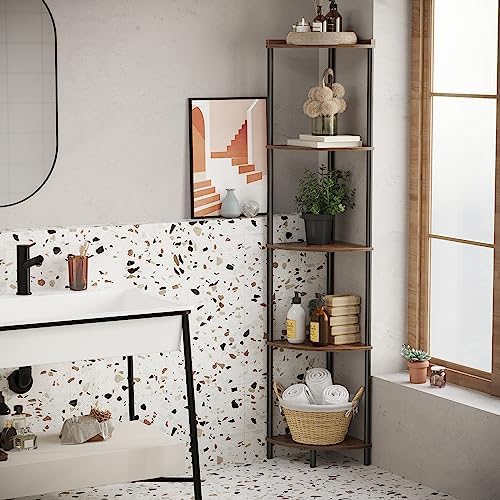 SUNMORY 5 Tier Corner Shelf, 65" Tall Corner Shelves for Living Room Decor - Image 6