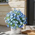 Blue Artificial Morning Glory Flowers for Outdoor Planters, Premium UV Resistant Silk Faux Flowers for Porch, Hanging Basket & Window Box, Lifelike Floral Arrangement, No Pot 13.3“ 8 Bundles - Image 6