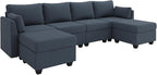Huatean Home 114.17" Modular Sectional Sofa, 6 Seat Modular Couch - Image 8