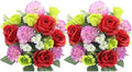 Admired by Nature 2 pcs 24 Stem Artificial Flowers Roses Carnation Mixed Bush Spring Faux Flower Indoor Wedding Home Decor, Cemetery Decorations for Grave, Red, Kiwi, Lavender by AdmiredbyNature