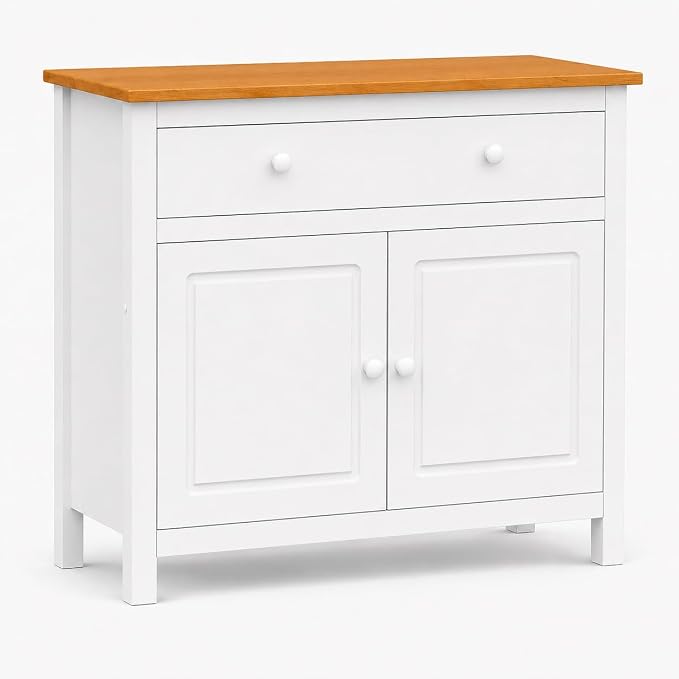 From the Tree Furniture 44" Wide White & Pine Top Solid Pine Shaker Sideboard - Image 4
