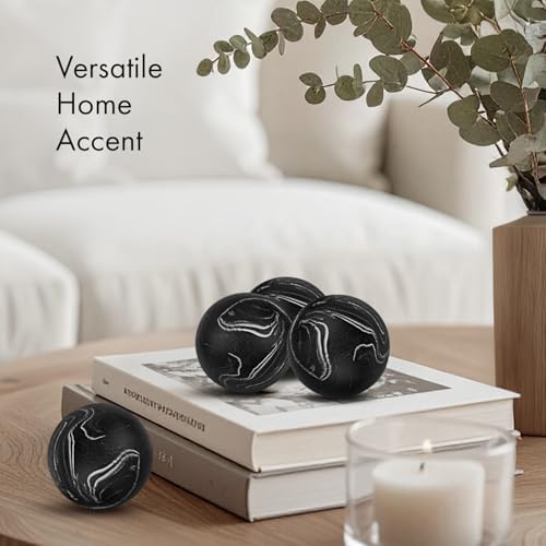 Creative Scents Black Marble Look SMALL 2.75” Decorative Balls for Bowls – Set of 3 Decorative Orbs Spheres for Coffee Table Centerpiece, Dining Table, Living Room - Modern Bowl Fillers for Home Décor - Image 4