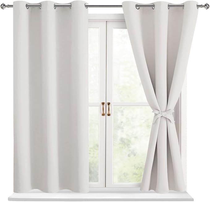 Short Blackout Curtains for Bedroom, 42 x 45 Inch, 2 Panels | Thermal Insulated by Hiasan